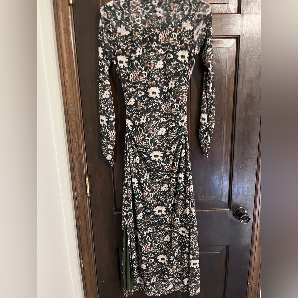 Madewell Black, white, green Floral Long Sleeve Dress size S